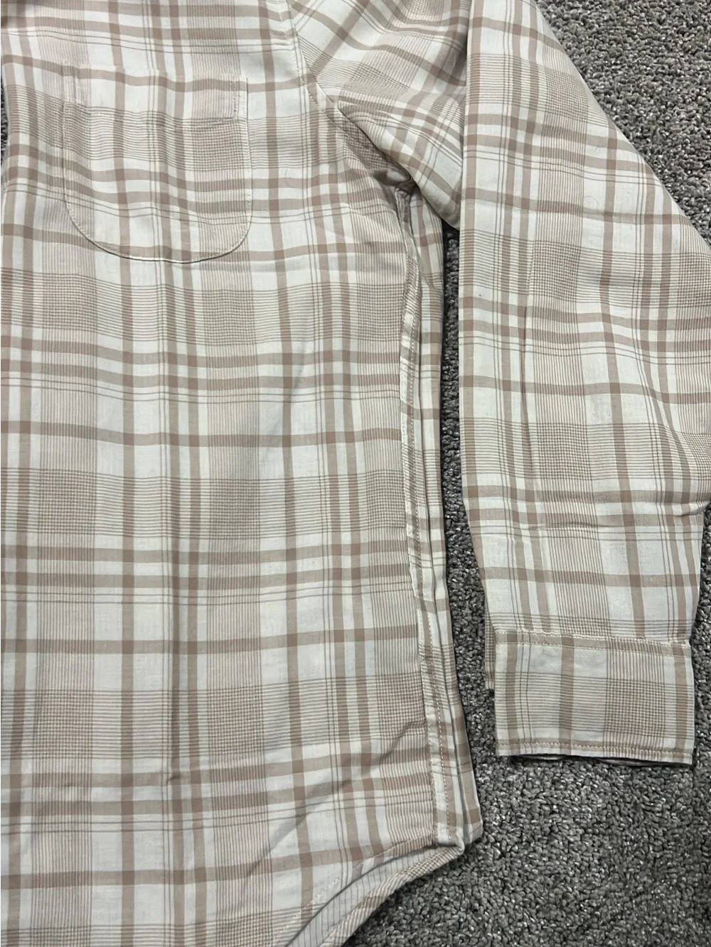 J. Crew Men's Tan and Cream Plaid Button-Down Shirt
